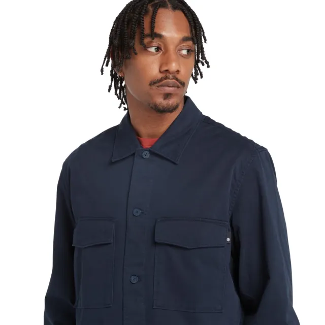 【Timberland】男款藏青長袖襯衫外套(A28QG433)