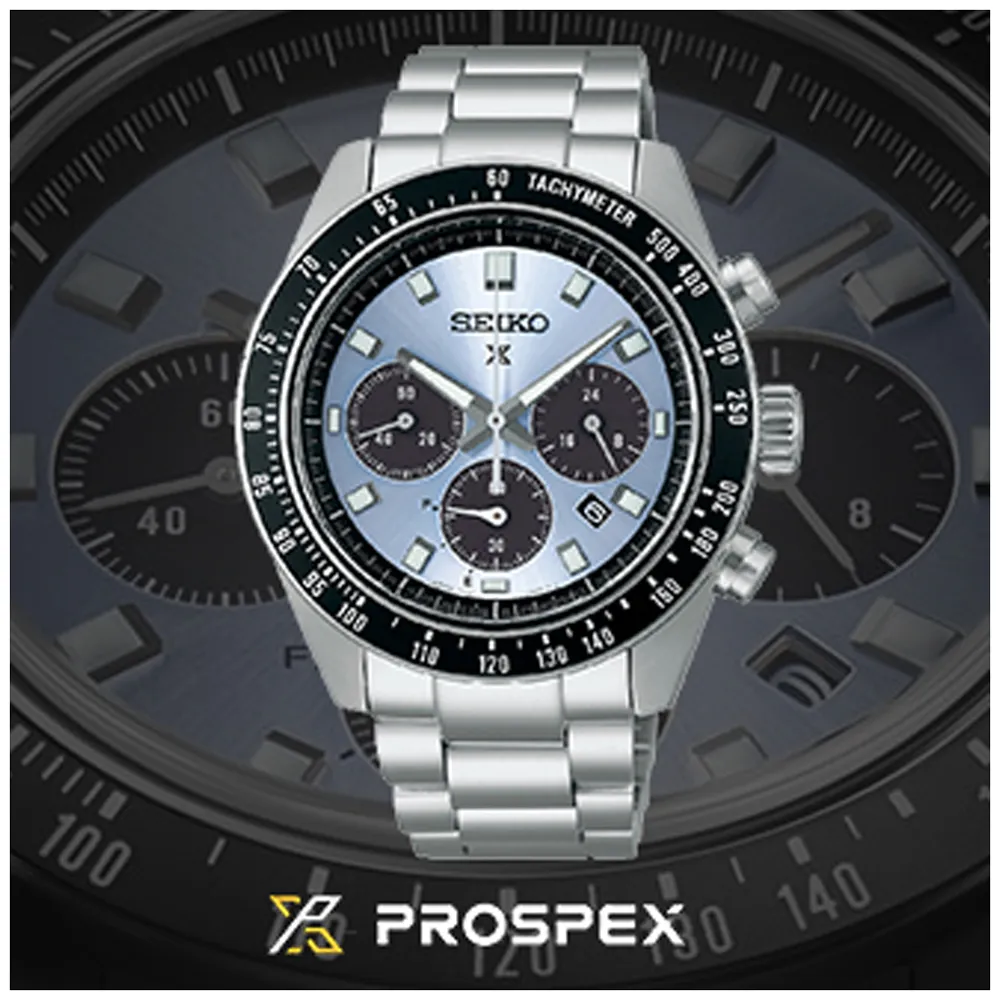 【SEIKO 精工】Prospex 藍熊貓太陽能三眼計時男錶-藍x銀/41.4mm(SSC935P1/V192-0AH0U)