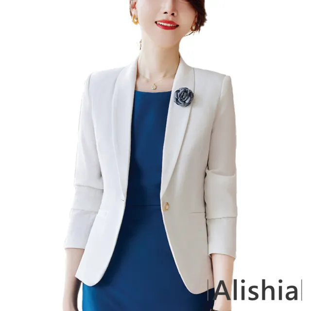 【Alishia】韓版高級時尚純白OL西裝外套 S-3XL(現+預  白色)