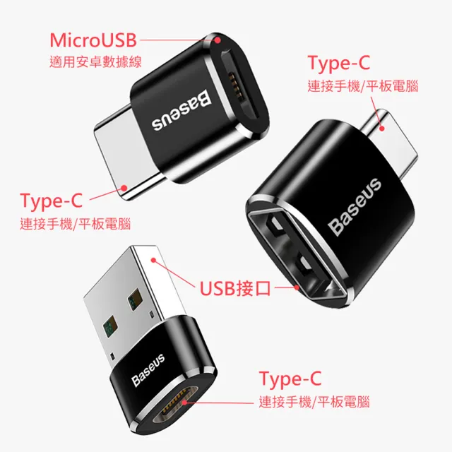 【BASEUS】倍思 免驅動轉接頭 Type-C轉USB 2.0(電腦轉接頭 車充轉接頭 隨身碟轉接頭)