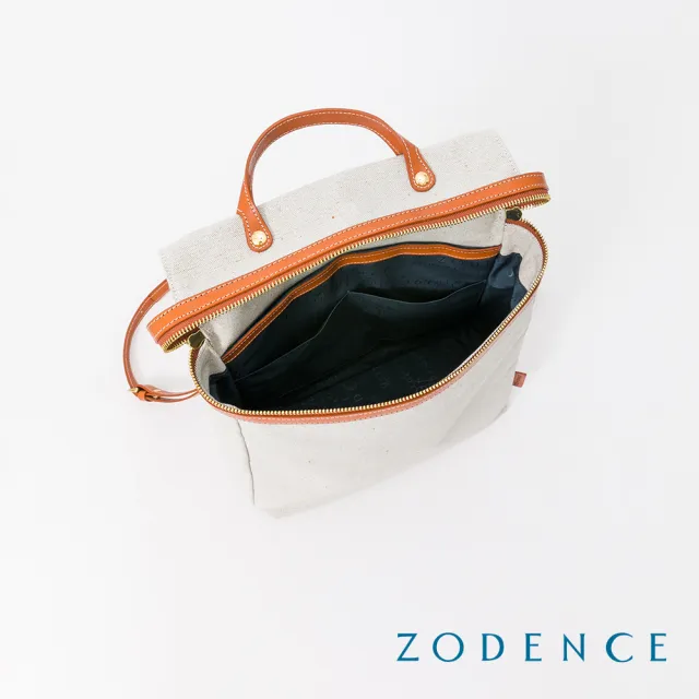 【ZODENCE 佐登司】德國帆布桶型拉鍊後背包(貴族白)