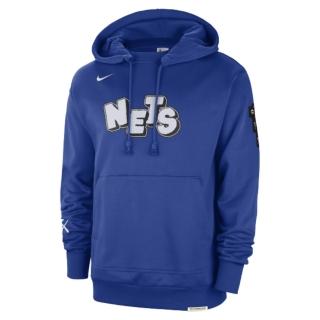 【NIKE 耐吉】上衣 男款 長袖上衣 帽T 運動 NBA 布魯克林 AS BKN MNK STD ISS HDY CTS CE 藍 FB4441-495