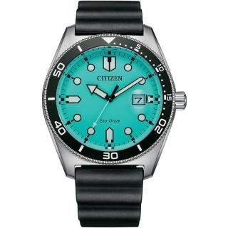 【CITIZEN 星辰 官方授權】光動能潮流運動風手錶-43mm/湖水綠樛帶款 禮物(AW1760-14X)