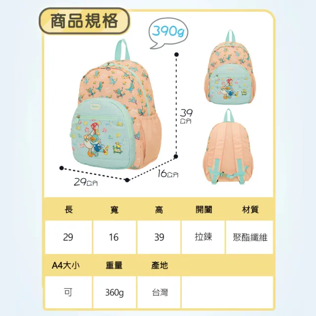 【IMPACT 怡寶】兒童後背包 GujiGuji鴨子湖故事聯名款-大-粉橘(寬版背帶減壓分散重量)