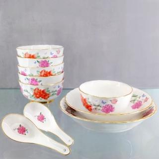 【大同磁器】富貴牡丹6人份餐具組(臺灣製造)