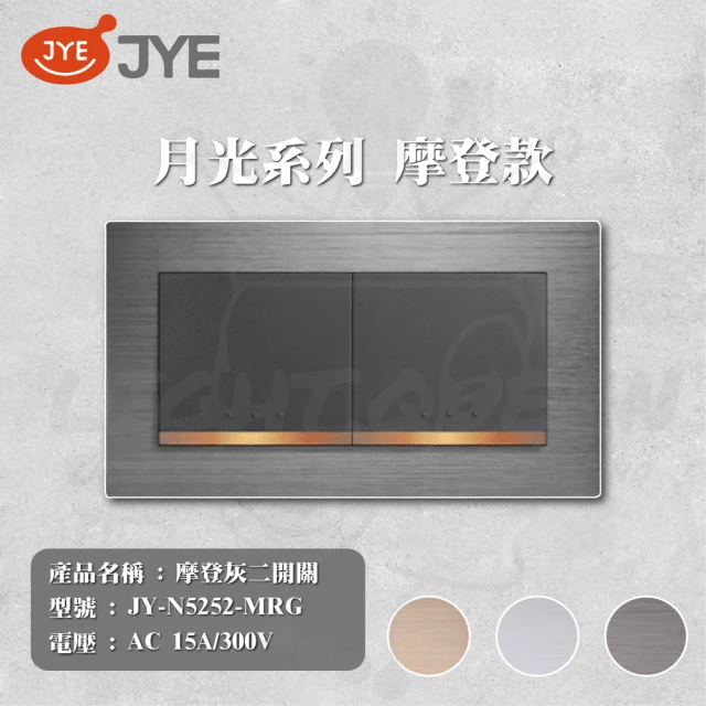 中一電工 JYE 3入組 月光系列 摩登系列 二切開關 開關(型號 JY-N5252-MRG)