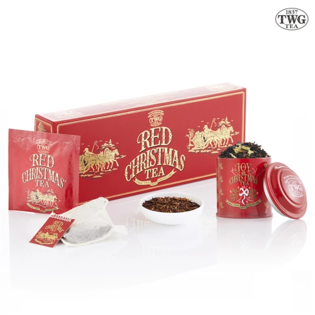 TWG Tea 純棉茶包迷你茶罐雙享禮物組(聖誕節慶茶 15包/盒+迷你茶罐20克/罐)