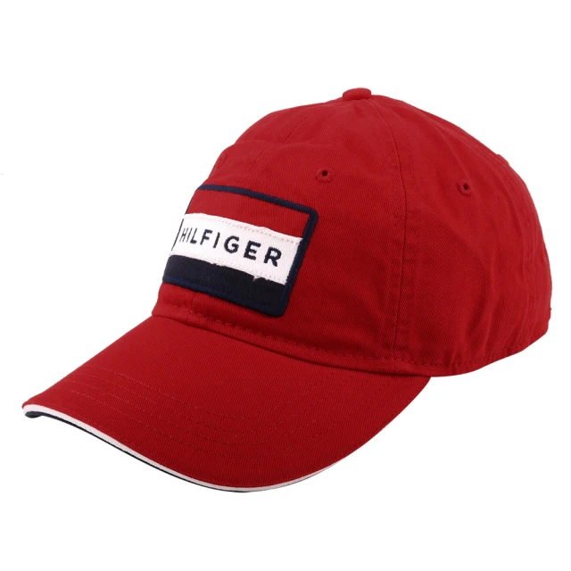 Tommy Hilfiger 經典字母繡線旗標女款棒球帽(深紅色)