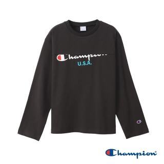 【Champion】官方直營-CASUAL圓領印花LOGO上衣-女(黑色)