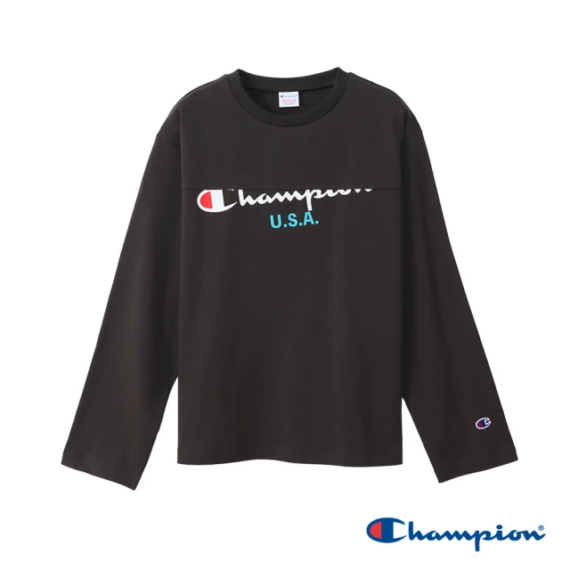 Champion 官方直營-CASUAL圓領印花LOGO上衣-女(黑色)