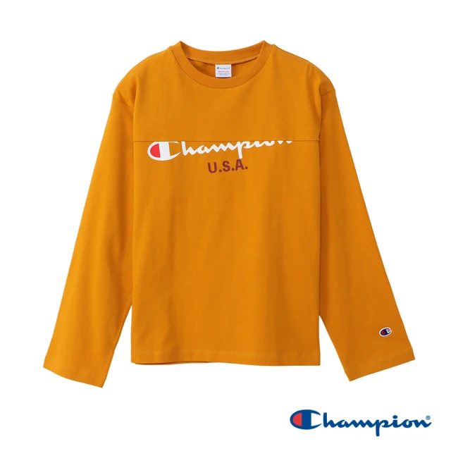 Champion 官方直營-CASUAL圓領印花LOGO上衣-女(橘色)