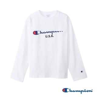 【Champion】官方直營-CASUAL圓領印花LOGO上衣-女(白色)