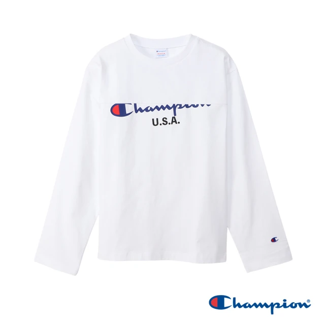 Champion 官方直營-CASUAL圓領印花LOGO上衣-女(白色)