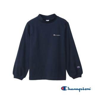 【Champion】官方直營-素色純棉立領長T-女(深藍色)