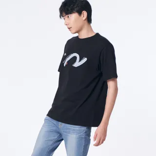 【5th STREET】男裝 短袖 短t 上衣 t恤 TEE 牛仔 LOGO 印花 黑色(570970)