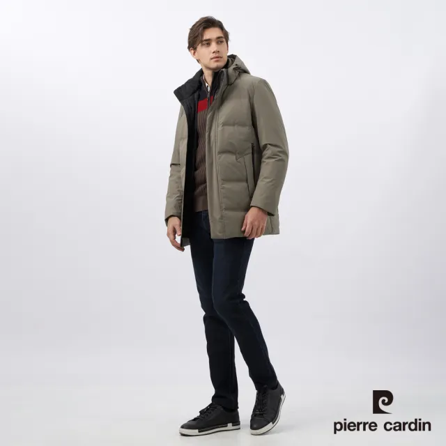 【pierre cardin 皮爾卡登】男款 都會休閒連帽羽絨夾克外套-棕色(5235774-85)