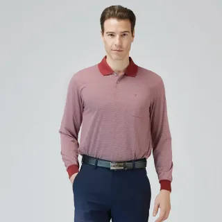 【Emilio Valentino 范倫鐵諾】男 長袖POLO衫 棉質舒適透氣 胸袋 polo衫 薄款 上衣 紅(21-3V7873)