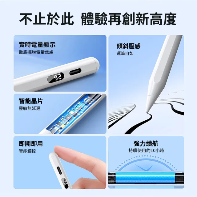 【YOLU】Apple pencil數顯電容觸控筆 磁力吸附繪畫手寫筆(ipad/手機/平板/蘋果/安卓通用)