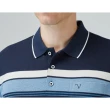 【Emilio Valentino 范倫鐵諾】蓄熱保暖棉質磨毛定位條紋長袖POLO衫 藍(15-3V7962)