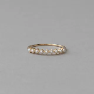 【ete】K10YG 層疊排列珍珠戒指(金色)