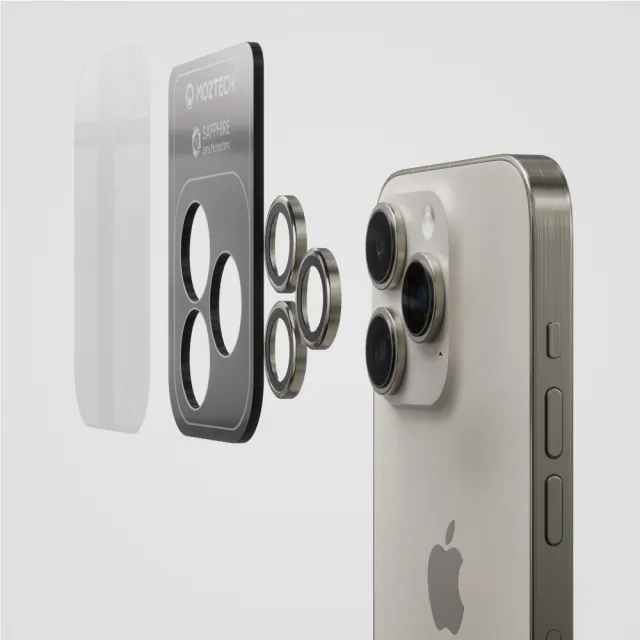 【Moztech】iPhone 15Pro/15Pro Max 鈦金屬藍寶石鏡頭貼 鏡頭保護貼