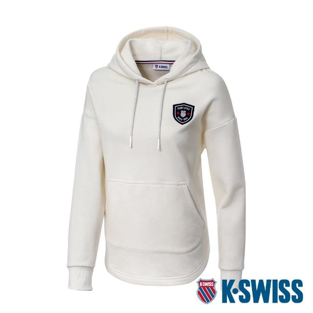 【K-SWISS】刷毛連帽上衣 Hoodie-女-米白(199135-290)