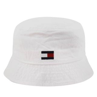 【Tommy Hilfiger】刺繡LOGO棉質中性漁夫帽(白)