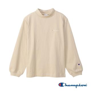 【Champion】官方直營-素色純棉立領長T-女(米色)