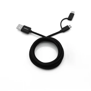 【PERFEKT】USB to Type C + Micro USB鋁合金充電傳輸線(120公分/PT-21110)