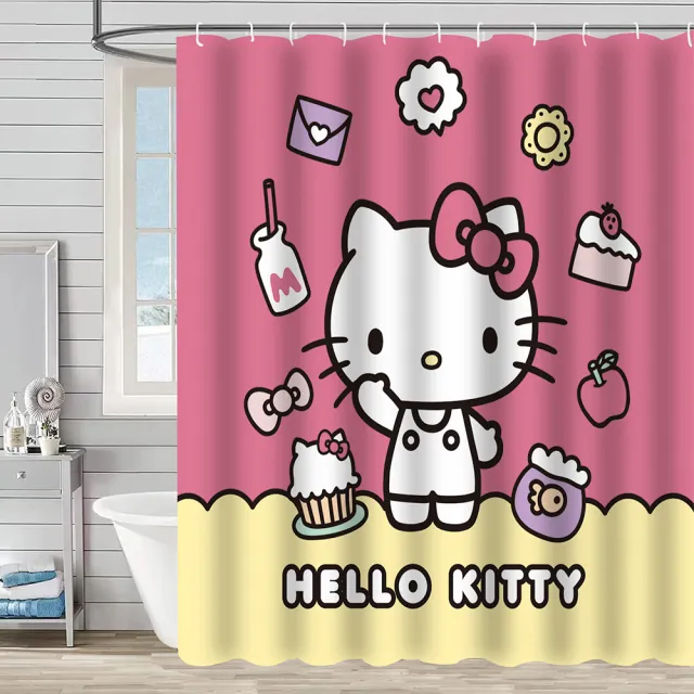 【三房兩廳】日本三麗鷗防水加厚浴簾/正版授權(hello kitty/美樂蒂/布丁狗/凱蒂貓)