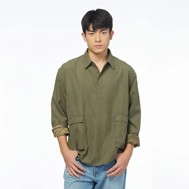 【JEEP】男裝 立體口袋開襟口袋POLO衫(綠色)