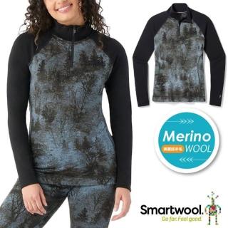 【SmartWool】女 Thermal 長袖拉鍊上衣.半開襟休閒上衣(SW016374-M13 黑森林)