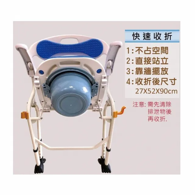 【海夫健康生活館】RH-HEF 折疊便盆式 有扶手 靠背 座面舒適 便盆沐浴椅(ZHCN2209)
