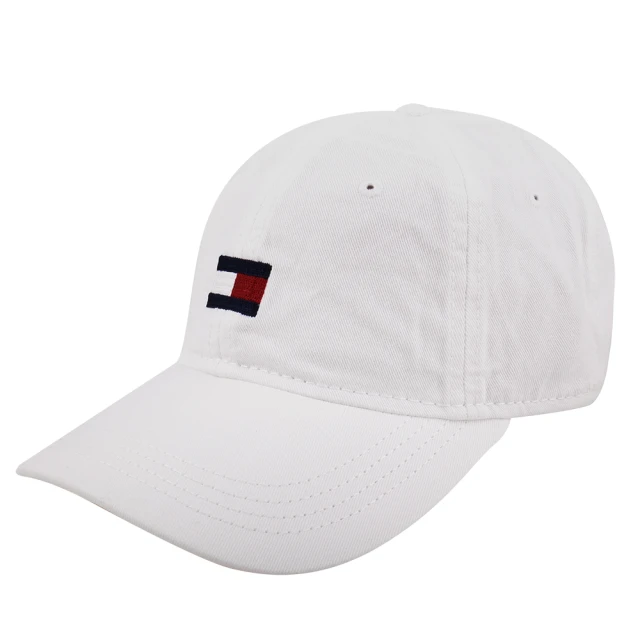 Tommy Hilfiger 繡線大英文字母旗標女款棒球帽(米白)