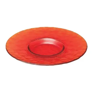 【ADERIA】北洋硝子 手作寶石紅琉璃盤 26.5cm 1入(玻璃盤)