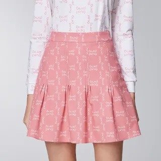 【PING】女款LOGO印花壓褶高彈性休閒短裙-橘(吸濕排汗/抗UV/GOLF/高爾夫球裙/RD23213-25)