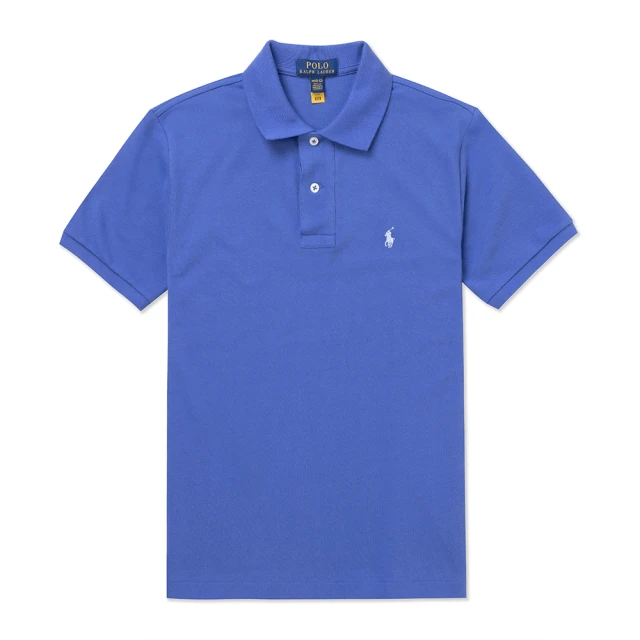 RALPH LAUREN RL POLO 經典刺繡小馬短袖POLO衫 上衣-青年款-藍色(青年款/精選舒適/平輸品)