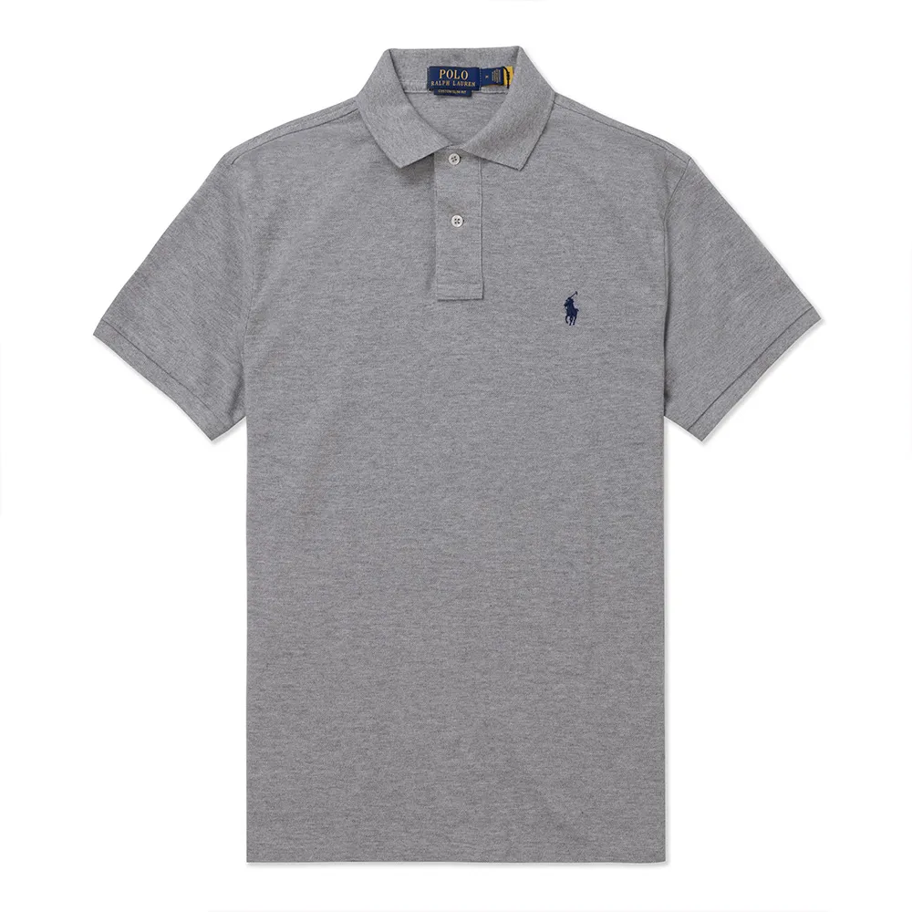 【RALPH LAUREN】RL POLO 經典刺繡小馬短袖POLO衫 上衣-灰色(CUSTOM SLIM FIT/精選舒適/平輸品)