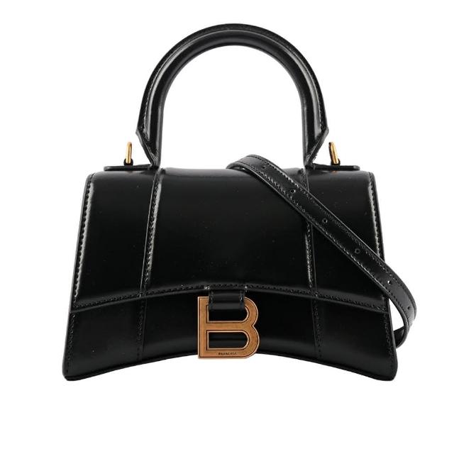 【Balenciaga 巴黎世家】Hourglass 光滑牛皮二用沙漏包_XS(黑色)