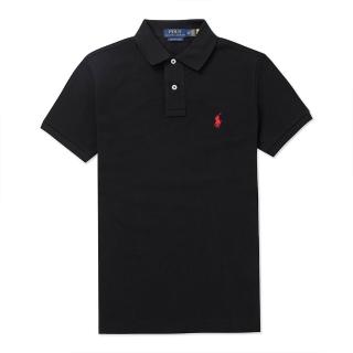 【RALPH LAUREN】RL POLO 經典刺繡小馬透氣排汗短袖POLO衫 上衣-黑色(PIMA棉/CUSTOM SLIM FIT/平輸品/)