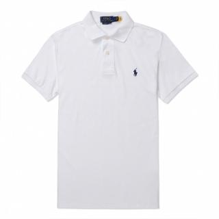 【RALPH LAUREN】RL POLO 經典刺繡小馬透氣短袖POLO衫 上衣-白色(PIMA棉/CUSTOM SLIM FIT/平輸品/)