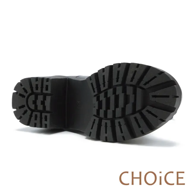 【CHOiCE】率性皮帶釦環真皮綁帶短靴(黑色)