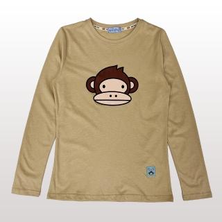 【YAKPAK】臺灣製磨毛柔膚棉BYABY圓領長袖女上衣-奶茶色(M-4XL 中大尺碼 棉花糖女孩)