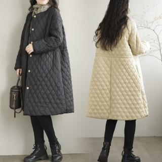 【ONEY 歐妮】★無印風菱形格純色棉衣外套(日系/大衣/保暖/女裝)
