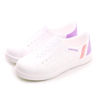【LOTTO】女 排水透氣露營潮流奶霜糖洞洞休閒涼鞋 PANNA系列 臺灣製造(白紫粉 9097)