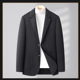 【米蘭精品】現貨+預購 西裝外套休閒西服(保暖手工縫製羊毛雙面呢男外套3色74hg31)
