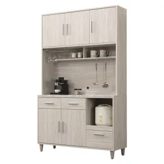 【麗得傢居】卡蘿4尺餐櫃上下座收納櫃電器櫃碗盤櫥櫃(專人配送組裝)