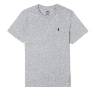 【RALPH LAUREN】RL POLO 經典圓領小馬素面短袖T恤 上衣-青年款-灰色(平輸品/短T)