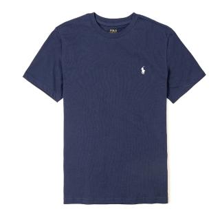 【RALPH LAUREN】RL POLO 經典圓領小馬素面短袖T恤 上衣-青年款-深藍色(平輸品/短T)