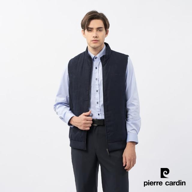 【pierre cardin 皮爾卡登】商務休閒 男款 休閒剪接保暖針織背心-深藍色(5235361-38)